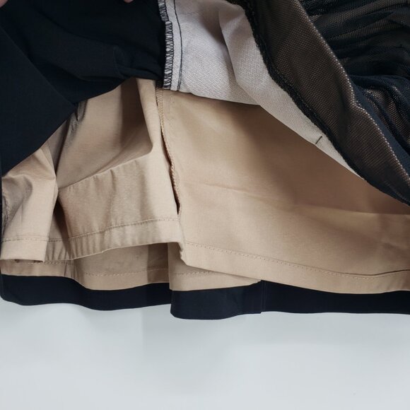 Adrianna Papell Ruched Mesh Sheath Cocktail Dress 12 Sleeveless Nude Black Tan - Picture 9 of 10